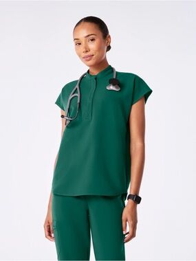 Figs Hunter Green Rafaela Scrub Top